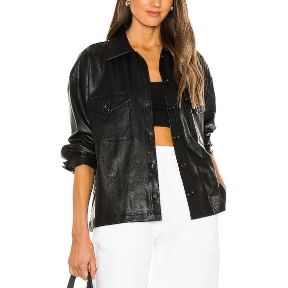 Amanda Uprichard x Revolve 'Hollis' Black Viscose Shacket Size M - Picture 1 of 4